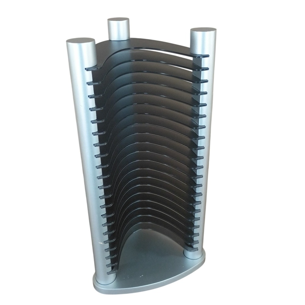 Atlantic Gray Acrylic Wood 20 CD Tower Rack Holder Stand 14" VTG 90s Y2K #1